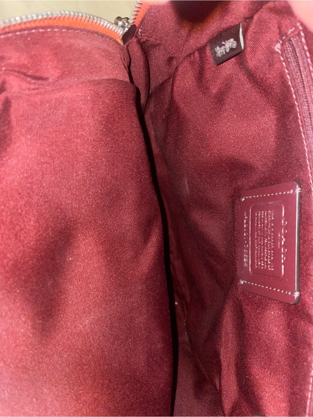 Coach Coral-Red Leather Zip Front Backpack